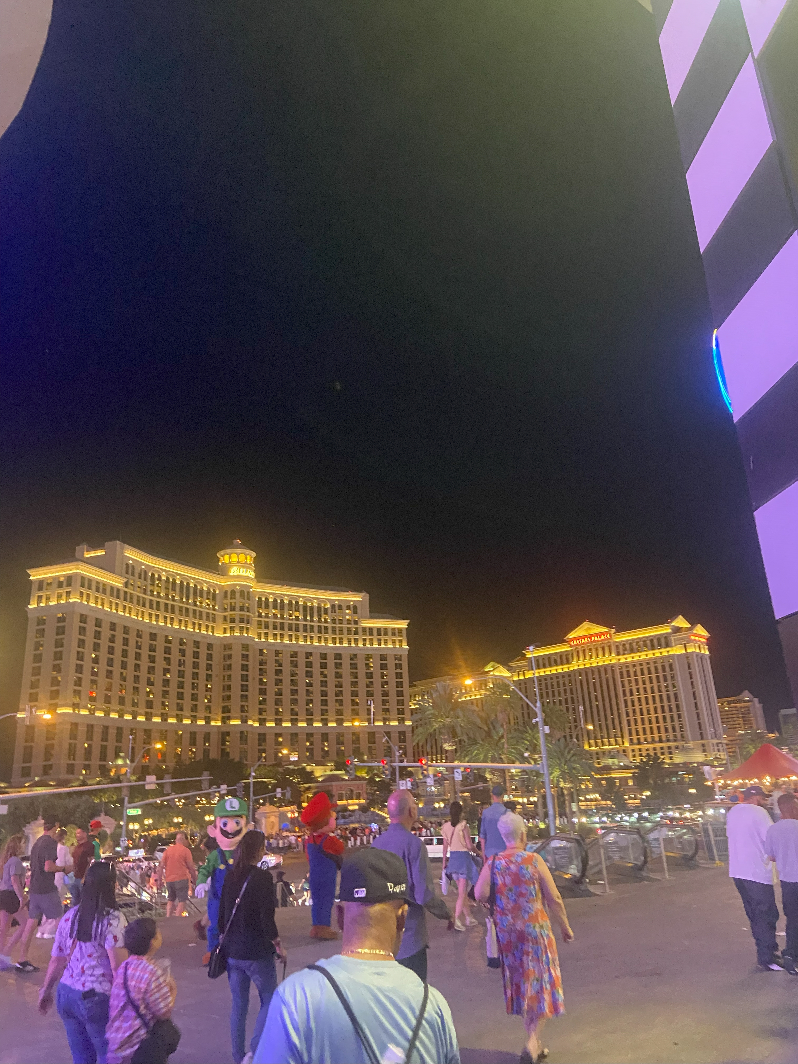 outside of the cesars palace, with mario and lugi